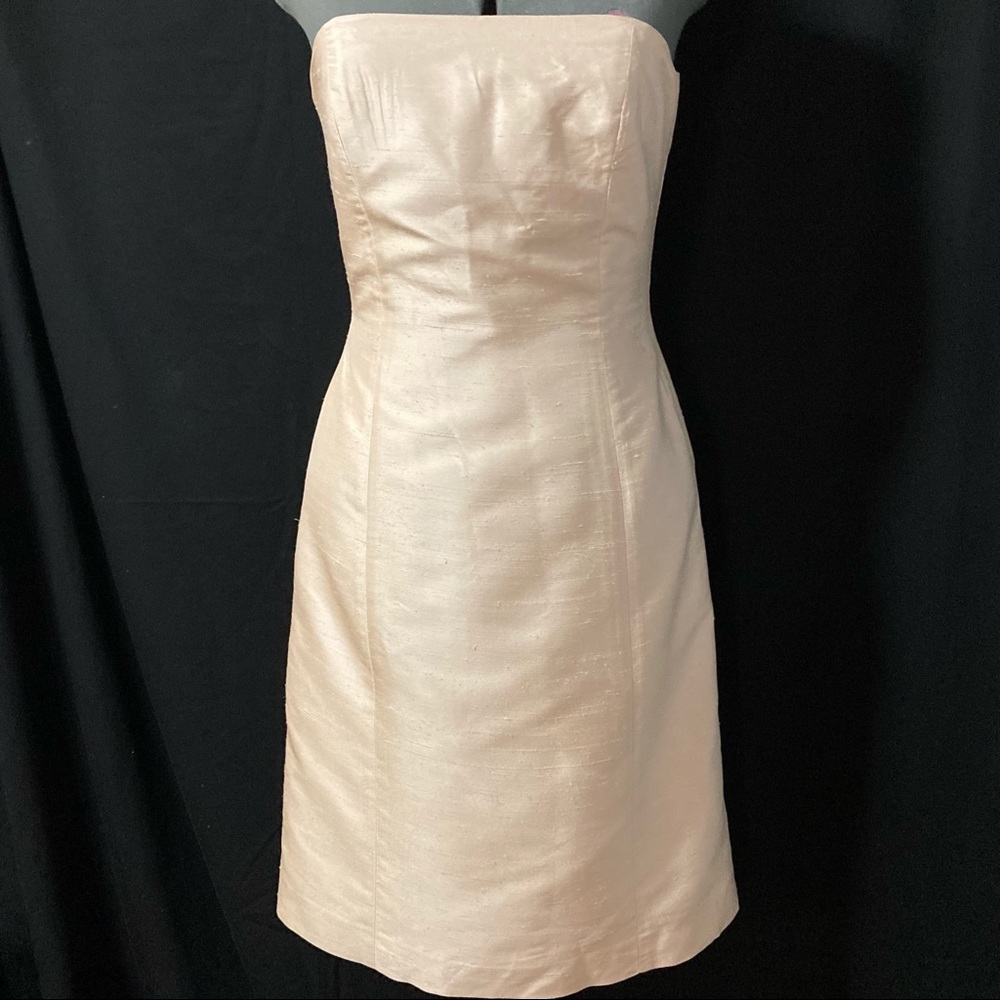 Ann Taylor cream silk strapless dress